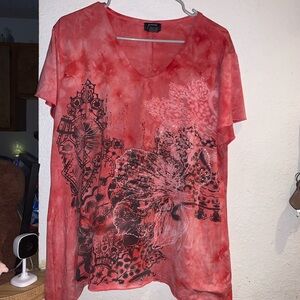 Vibrant Red Graphic Women's Blouse